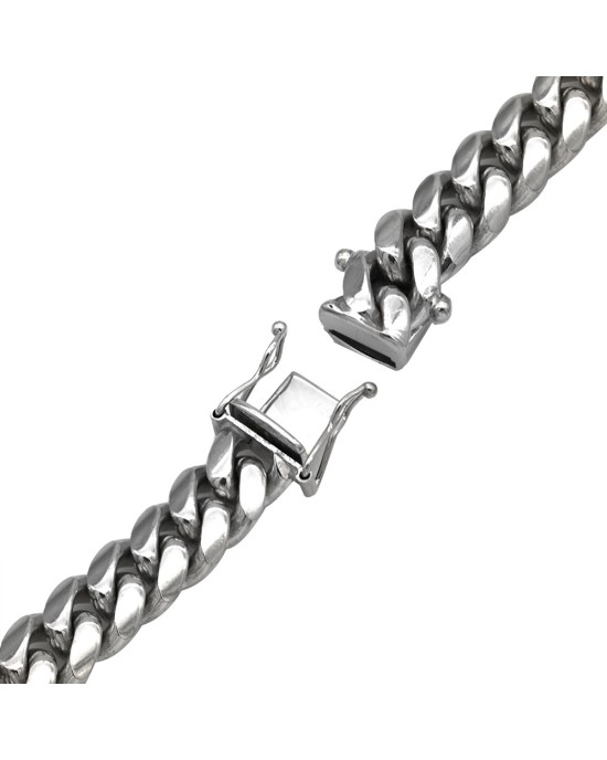 Cuban Link Chain Bracelet in White Gold